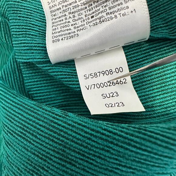 Athleta Echo Top WMNS S Green Striped Button Up Short Sleeve Stretch Breathable - Picture 10 of 10